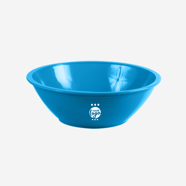 De Lux Bowl - Solid 39 DELUXE PLASTIC BOWL WITH LID & FORKSPOON IN CYAN