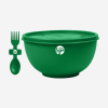 MISO PLASTIC BOWL WITH LID & FORKSPOON IN EMERALD GREEN