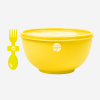 MISO PLASTIC BOWL WITH LID & FORKSPOON IN YELLOW