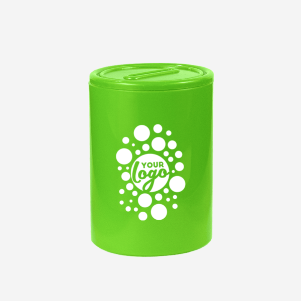 PLASTIC ROUND MONEY BOX LIME GREEN 1