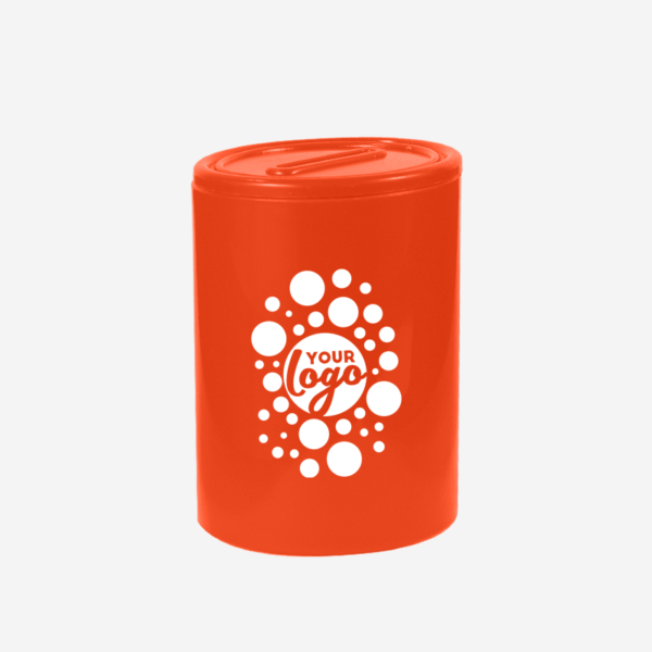 PLASTIC ROUND MONEY BOX ORANGE 1