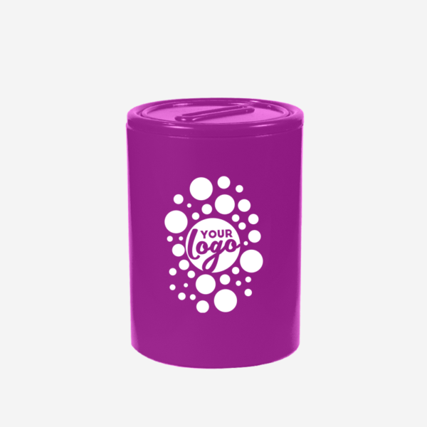 PLASTIC ROUND MONEY BOX PURPLE 1