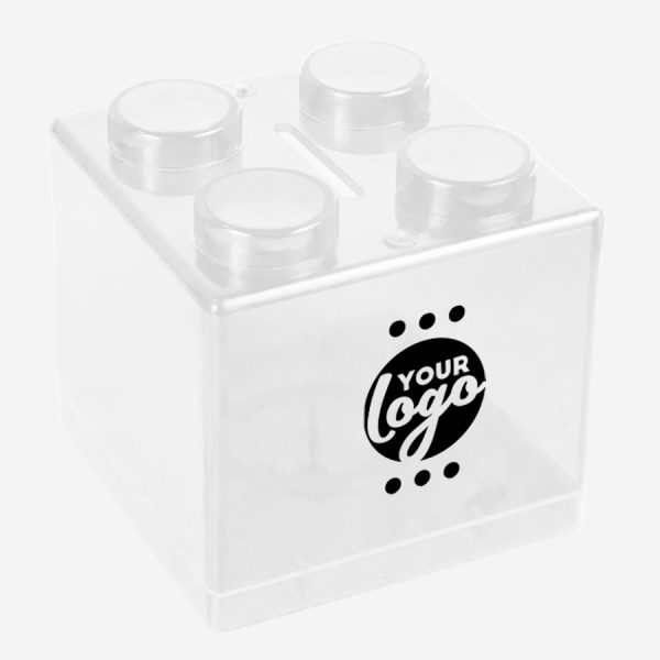 REF 1322 STACKABLE LEGO MONEY BOX PAD PRINT CLEAR WHITE