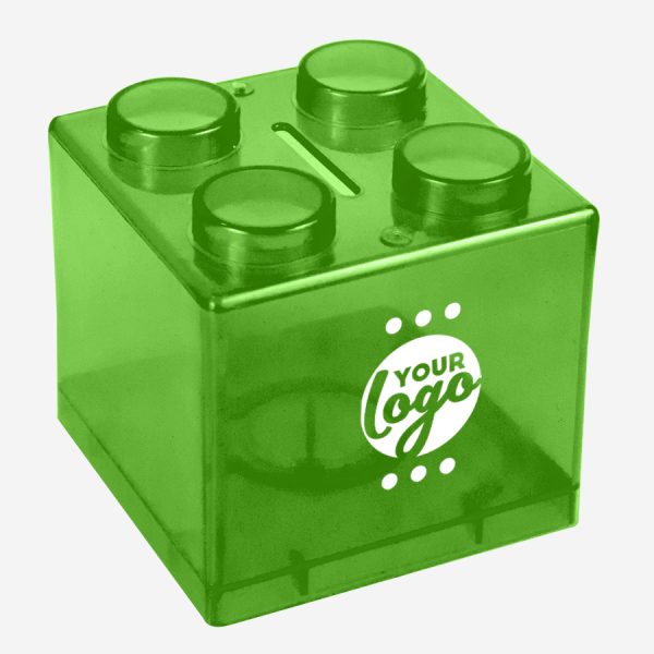 REF 1322 STACKABLE LEGO MONEY BOX PAD PRINT LIME NEON GREEN