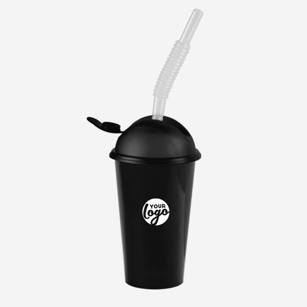 Kiddies Drinking Cup with Cap & Straw - Solid 2 KIDDIES DRINKING CUP PP BLACK