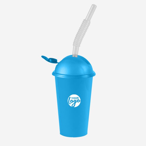Kiddies Drinking Cup with Cap & Straw - Solid 1 KIDDIES DRINKING CUP PP CYAN