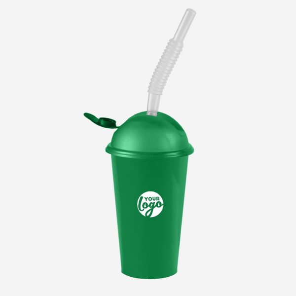 Kiddies Drinking Cup with Cap & Straw - Solid 11 KIDDIES DRINKING CUP PP EMERALD GREEN