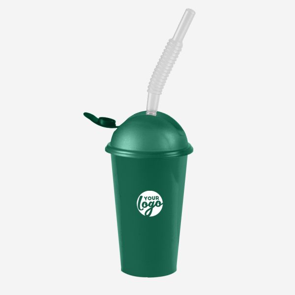 Kiddies Drinking Cup with Cap & Straw - Solid 12 KIDDIES DRINKING CUP PP GREEN