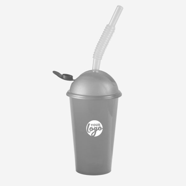Kiddies Drinking Cup with Cap & Straw - Solid 4 KIDDIES DRINKING CUP PP GREY