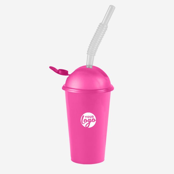 Kiddies Drinking Cup with Cap & Straw - Solid 6 KIDDIES DRINKING CUP PP MAGENTA