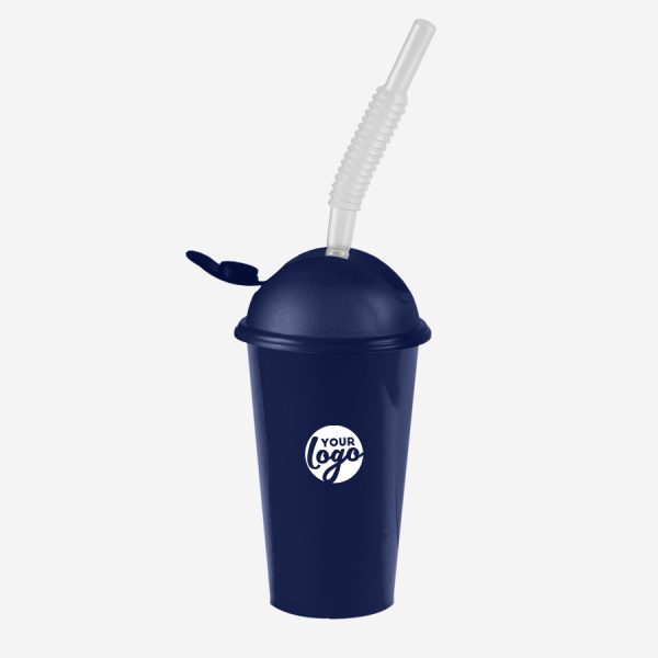 Kiddies Drinking Cup with Cap & Straw - Solid 9 KIDDIES DRINKING CUP PP NAVY BLUE