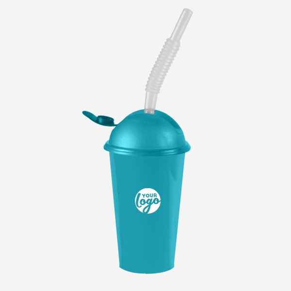 Kiddies Drinking Cup with Cap & Straw - Solid 13 KIDDIES DRINKING CUP PP TURQUOISE