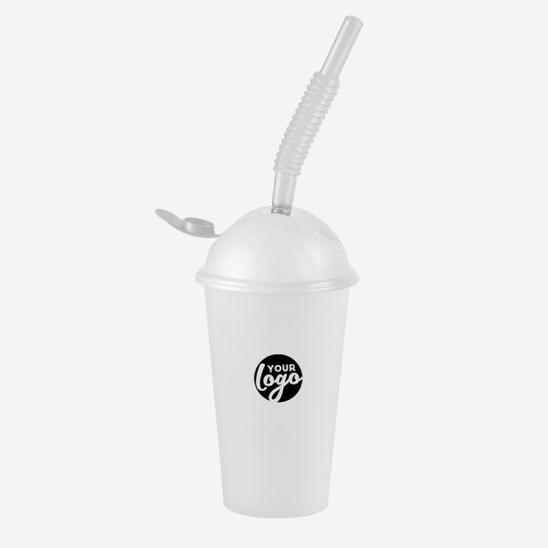 Kiddies Drinking Cup with Cap & Straw - Solid 3 KIDDIES DRINKING CUP PP WHITE