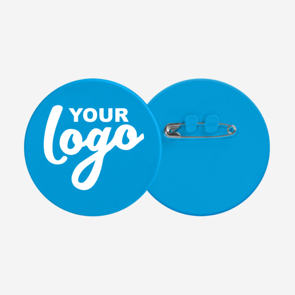 Ref. 106 Round Button Badge 70mm Cyan