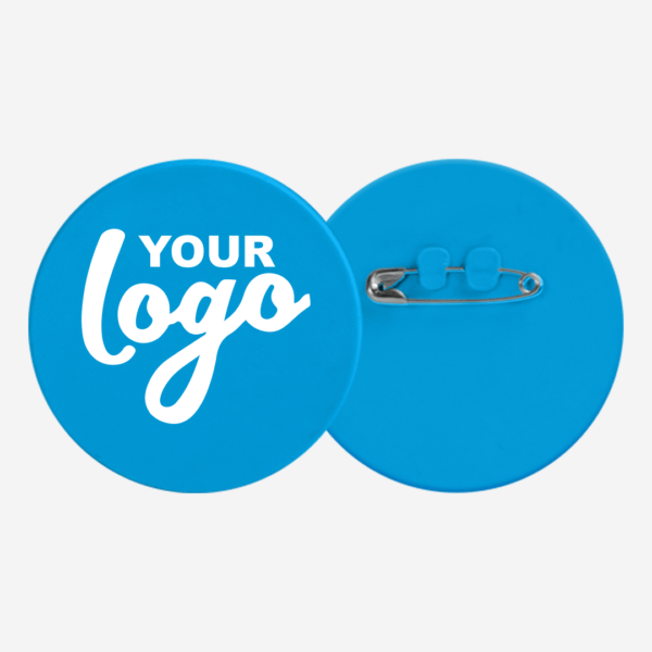 Ref. 107 Round Button Badge 80mm Cyan