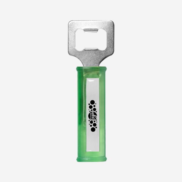 REF BO9 HANDLE BOTTLE OPENER DOMED CLEAR LIME GREEN