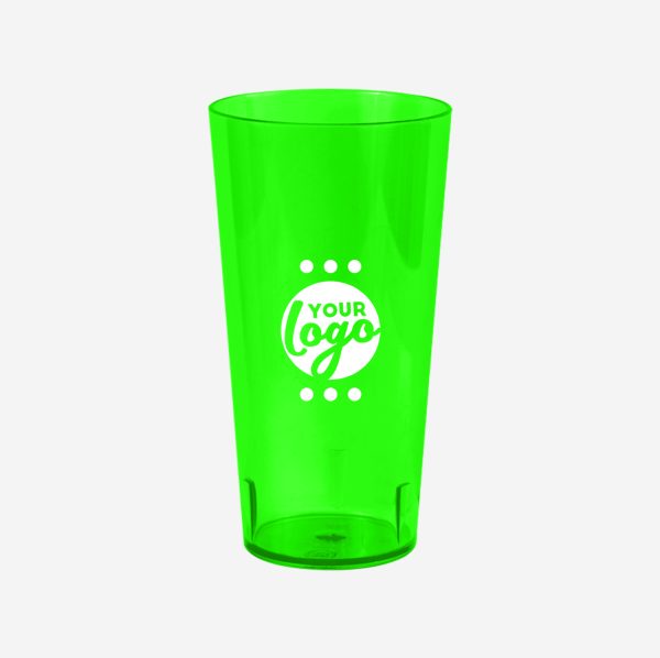 REF 486PS TUMBLER 600ML CLEAR PAD PRINT LIME NEON GREEN