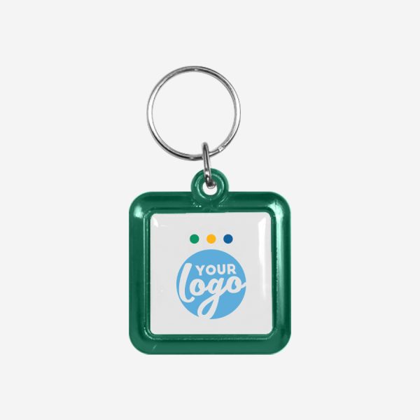 CK49 Square Keyring 12 REF CK49 DOMED SQUARE KEYRING BOTTLE GREEN 1