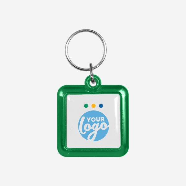 CK49 Square Keyring 11 REF CK49 DOMED SQUARE KEYRING EMERALD GREEN 1