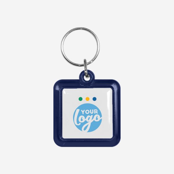 CK49 Square Keyring 9 REF CK49 DOMED SQUARE KEYRING NAVY BLUE 1