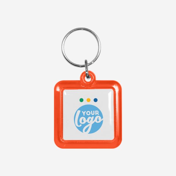 CK49 Square Keyring 15 REF CK49 DOMED SQUARE KEYRING ORANGE 1