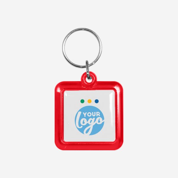 CK49 Square Keyring 5 REF CK49 DOMED SQUARE KEYRING RED 1