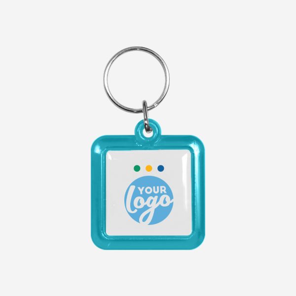 CK49 Square Keyring 13 REF CK49 DOMED SQUARE KEYRING TURQUOISE 1