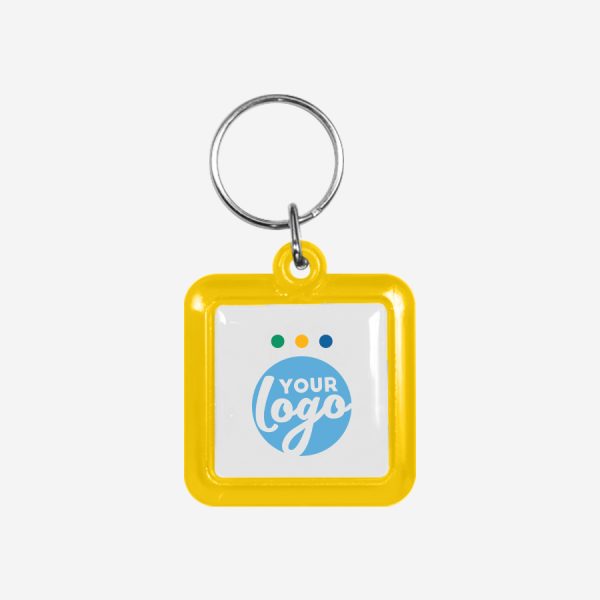 CK49 Square Keyring 14 REF CK49 DOMED SQUARE KEYRING YELLOW 1