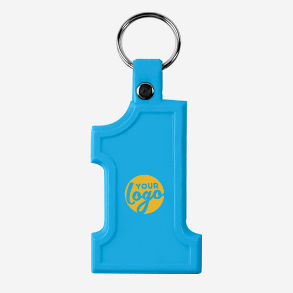 CK24 No 1 Keyring 1 LM WEB Product CK24 SOFT PLASTIC NO 1 KEYRING CYAN