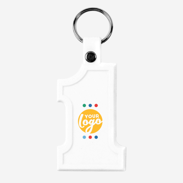 CK24 No 1 Keyring 3 LM WEB Product CK24 SOFT PLASTIC NO 1 KEYRING WHITE