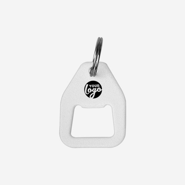 REF BO12 NYLON BOTTLE OPENER KEYRING WHITE