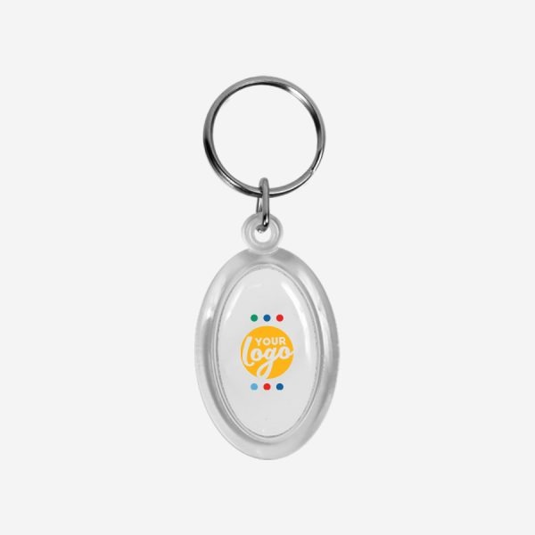 REF CK51 DOMED OVAL KEYRING WHITE CLEAR