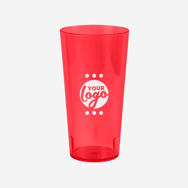 Ref. 486PS – Tumbler Large Polystyrene 600ml Clear Red Pad