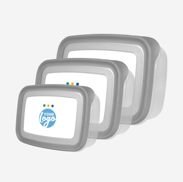 PLASTIC CONTAINER SET STICKER GRAY