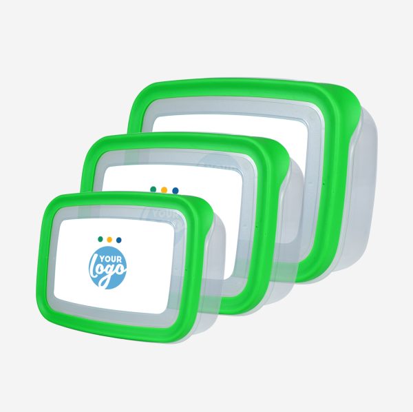 PLASTIC CONTAINER SET STICKER N GREEN