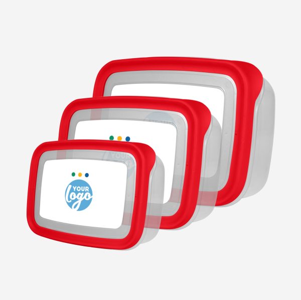 PLASTIC CONTAINER SET STICKER RED