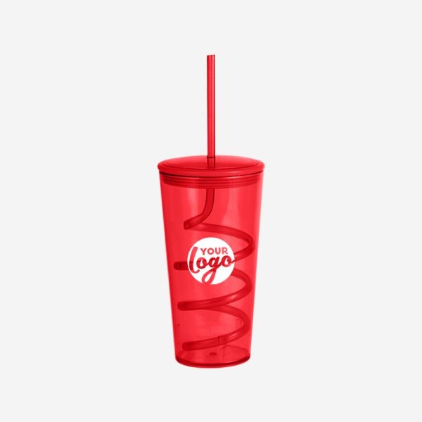 REF 485 TORNADO TUMBLER W STRAW 600ML RED