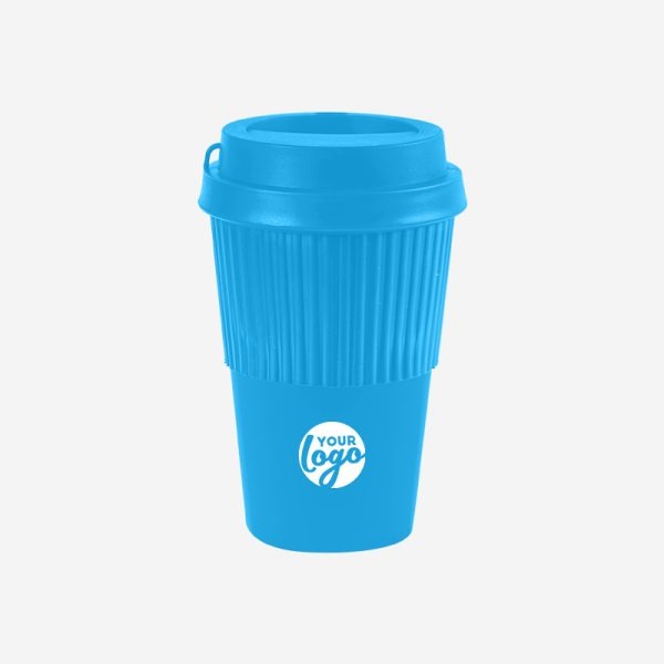 Medium Travel Cup 450ml with Sleeve - Solid 1 2 REF 1091PP TRAVEL MEDIUM CUP 450ML CYAN