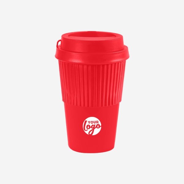 Medium Travel Cup 450ml with Sleeve - Solid 5 2 REF 1091PP TRAVEL MEDIUM CUP 450ML RED