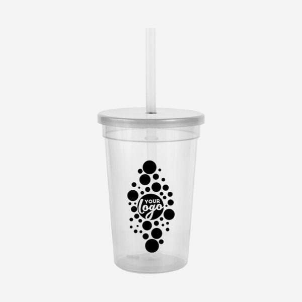 REF 1408 LUMO PARTY TUMBLER CAP STRAW CLEAR 500ML CLEAR