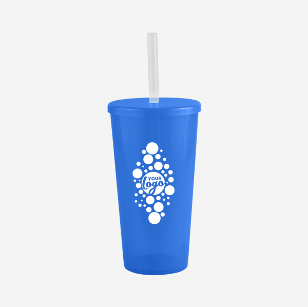REF 739 TUCAN TUMBLER 600ML CLEAR ROYAL BLUE SILKSCREEN