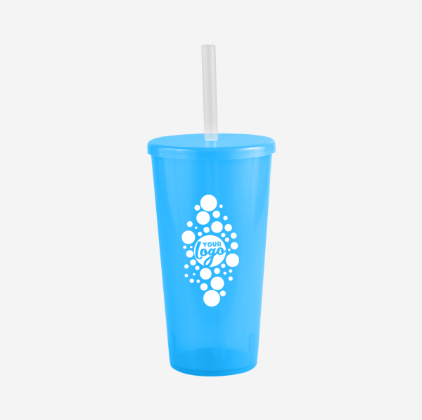 REF 739 TUCAN TUMBLER 600ML CLEAR TURQUOISE SILKSCREEN