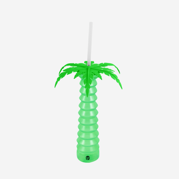 Ref 1328 Palm Tree Yard Glass 500ml Neon Green