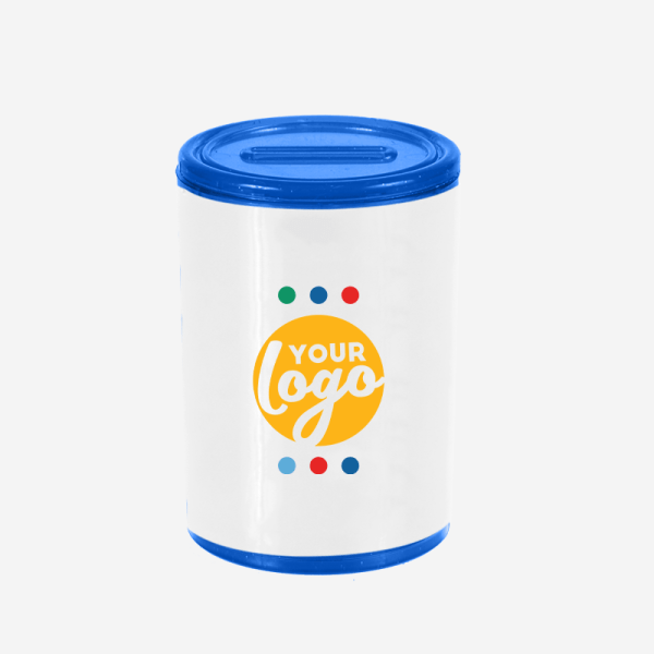 LM WEB PRODUCT REF 727PS – ROUND MONEY BOX STICKER CLEAR LUMO BLUE