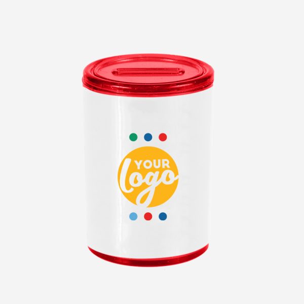 Ref 727PS Round Money Box STICKER RED