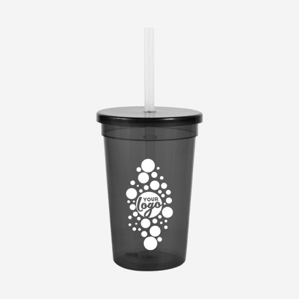 REF 1408 LUMO PARTY TUMBLER CAP STRAW CLEAR 500ML CHARCOAL