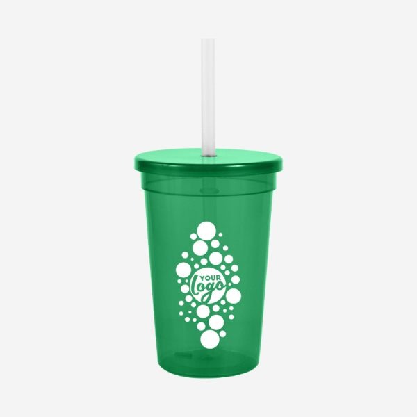 REF 1408 LUMO PARTY TUMBLER CAP STRAW CLEAR 500ML EMERALD GREEN