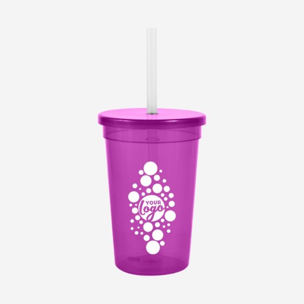 REF 1408 LUMO PARTY TUMBLER CAP STRAW CLEAR 500ML GRAPE