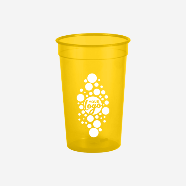 REF 449 PARTY TUMBLER CLEAR 500ML YELLOW SILKSCREEN