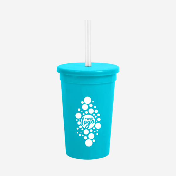 REF 459 LUMO PARTY TUMBLER W CAP AND STRAW 500ML TURQUOISE SILKSCREEN